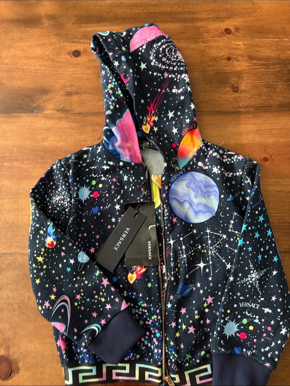 Versace Multicolor Galaxy Print Zip Hoodie